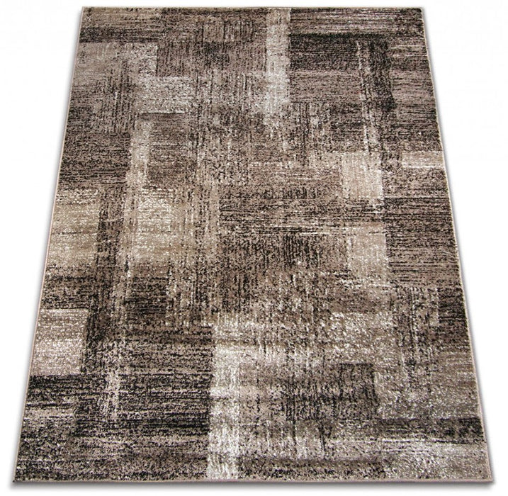 Covor dreptunghiular modern maro, design contemporan, material rezistent si usor de intretinut