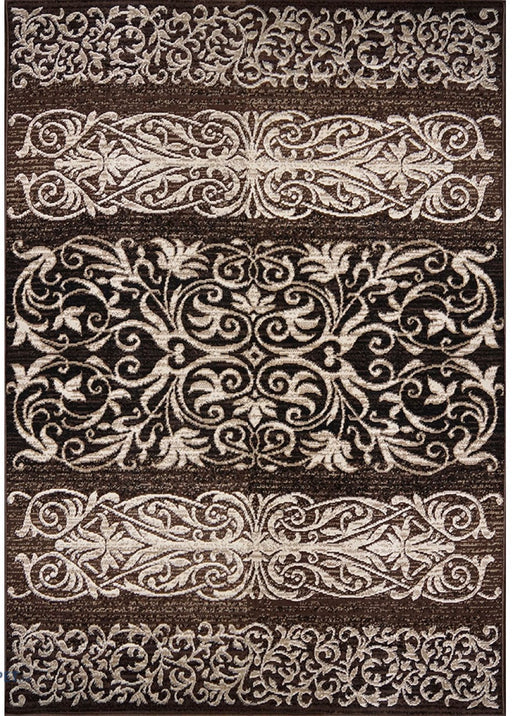 covor modern maro cu design ornamental vedere completa