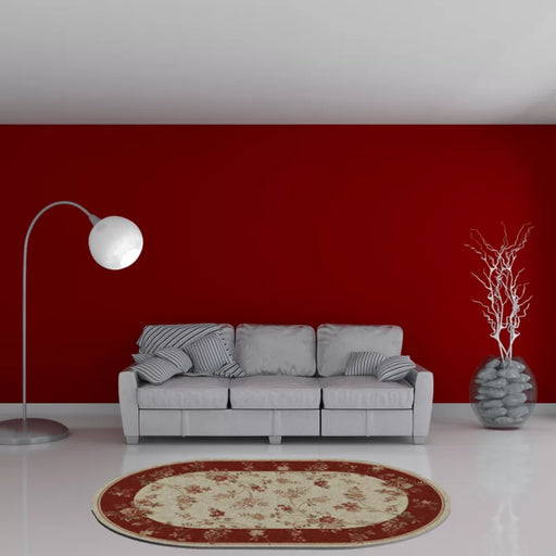 covor modern oval crem grena cu model floral