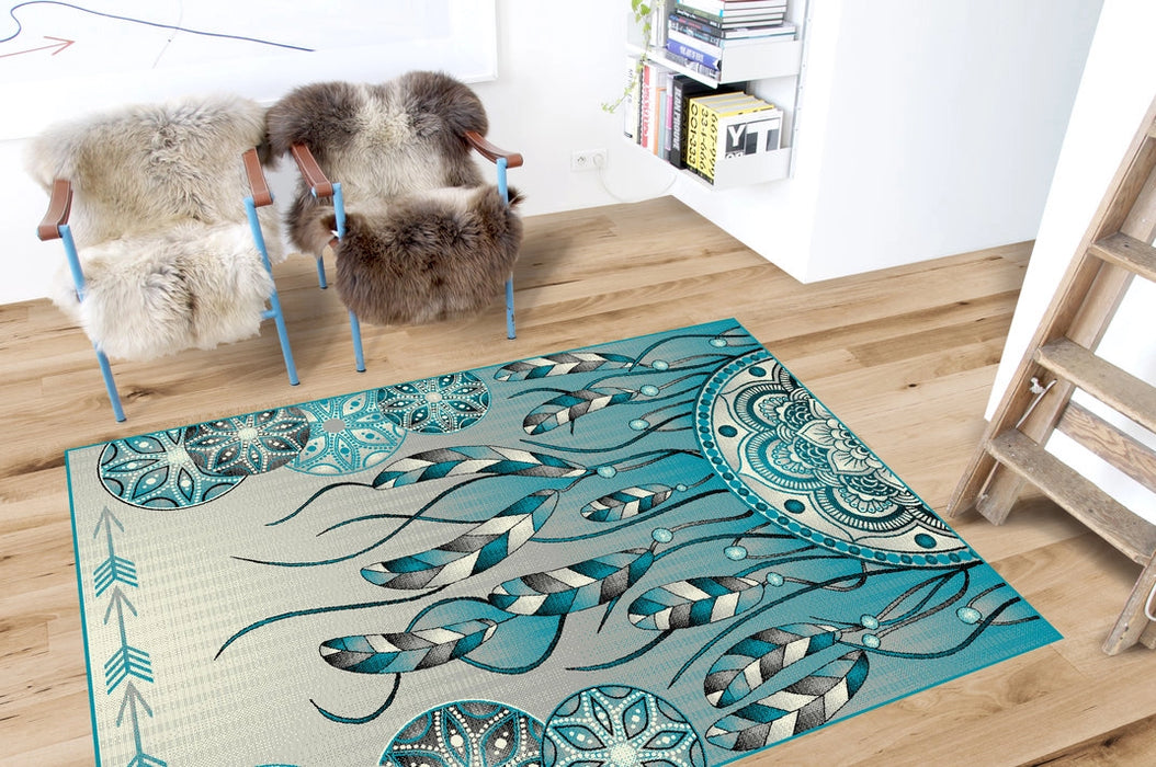 Covor modern living cu design artistic si culori armonioase, potrivit pentru orice incapere.