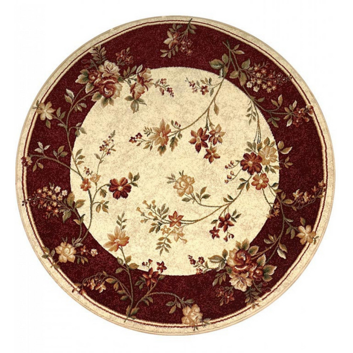 covor modern rotund floral grena
