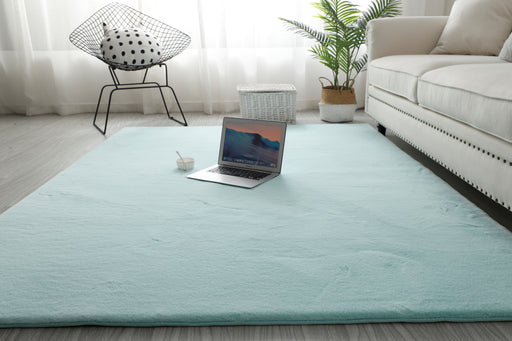 Covor modern turcoaz pentru living, moale si pufos, ideal pentru decor elegant si confort zilnic