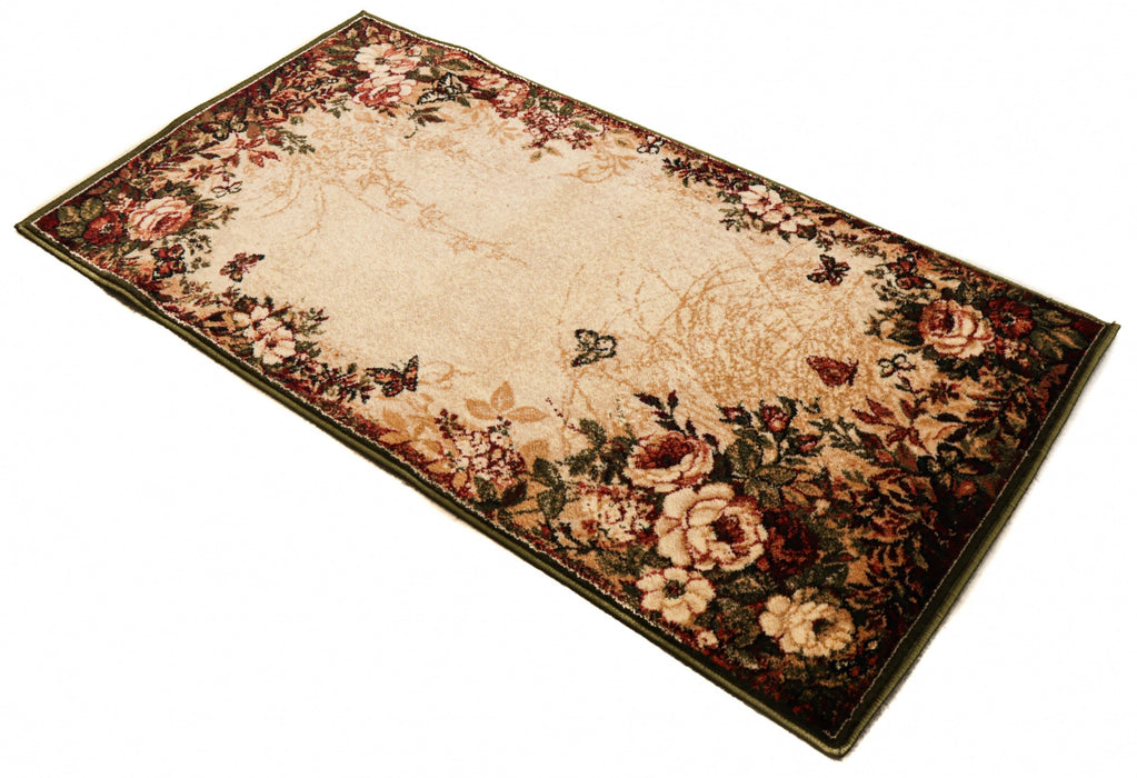 covor modern verde floral cu design elegant