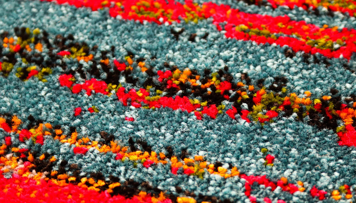 Detaliu finisaj covor modern multicolor pentru living, dormitor sau birou modern