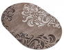Covor oval bej maro elegant cu model decorativ ornamental potrivit pentru living si dormitor