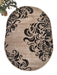 Covor oval bej maro cu design ornamental abstract vazut de sus forma eleganta pentru living modern