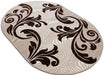 Covor oval crem maro cu design abstract si model reliefat pentru interior modern