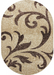 Covor oval decorativ bej maro pentru living, covor elegant cu model ornamental