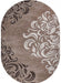 Covor oval maro bej cu design ornamental abstract vazut de sus forma eleganta pentru living