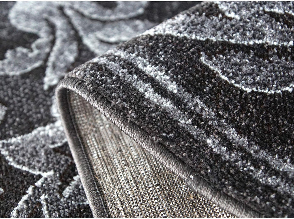 margine si grosime covor oval gri modern, material rezistent si moale la atingere