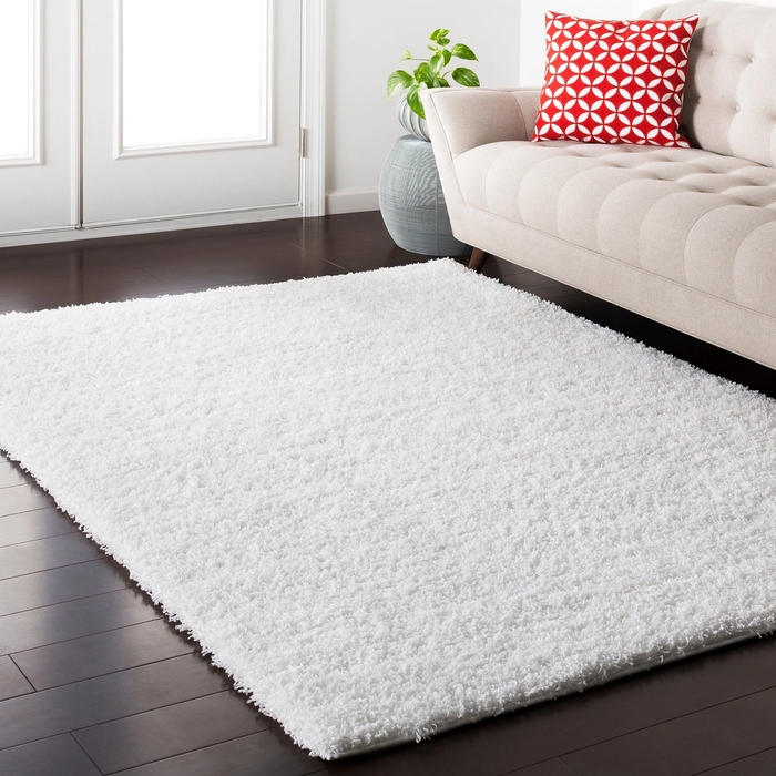 Covor pufos alb pentru living, covor shaggy modern moale si gros pentru living sau dormitor