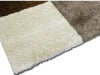 Covor pufos bej maro cu model patchwork pentru living, covor modern si confortabil pentru interior
