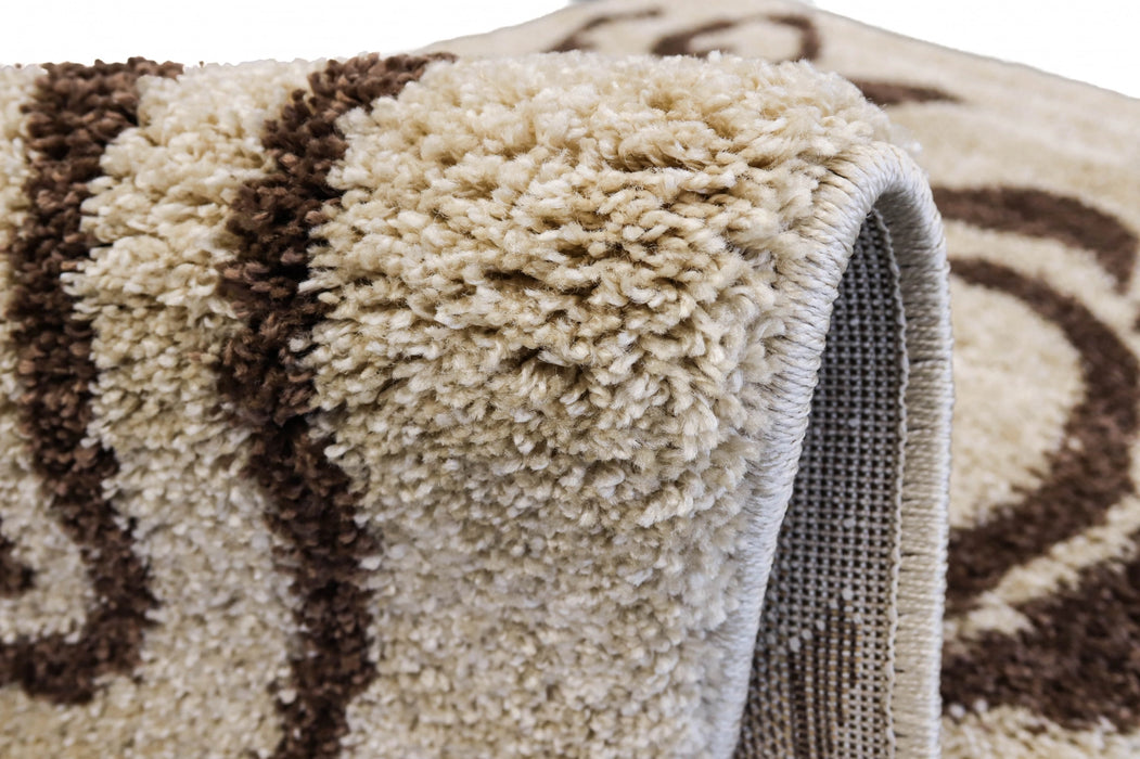 covor pufos crem maro material moale si rezistent covor confortabil pentru living si dormitor