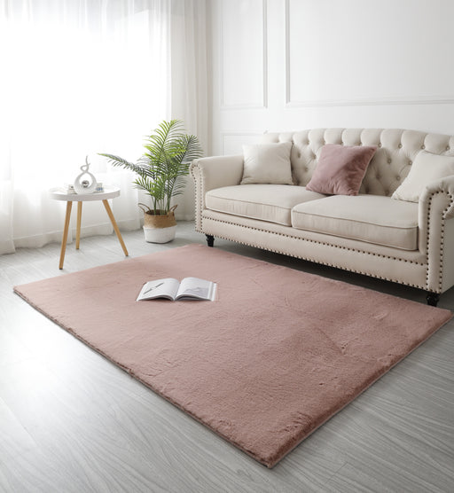 covor pufos roz blanita iepure pentru living si dormitor covor moale modern elegant