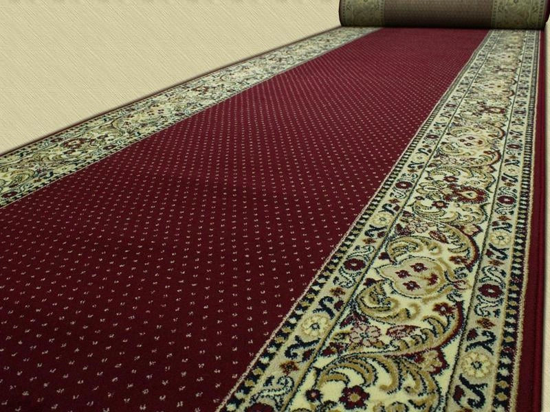Covor rosu ornamentat festonat pentru altar biserica si evenimente religioase