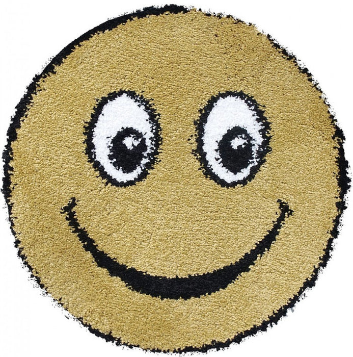 covor rotund copii galben smile covor pufos pentru camera copilului vesel si confortabil