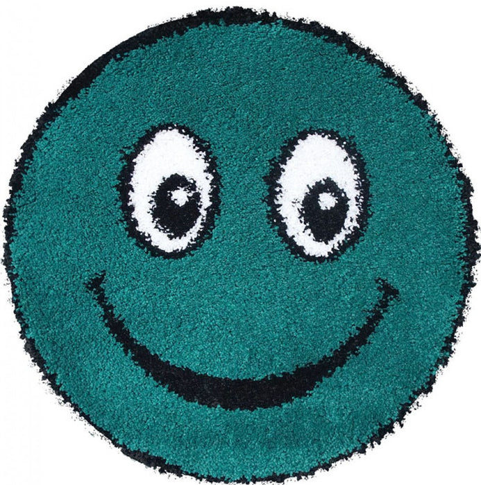 covor rotund copii verde smile covor pufos pentru camera copilului design vesel