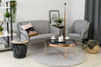 Covor rotund gri pufos tip blanita, moale si confortabil, perfect pentru living modern sau dormitor