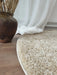 Covor rotund living crem pufos tip shaggy, covor modern elegant pentru dormitor sau living