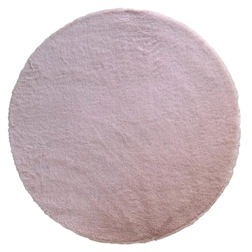 Covor rotund roz pufos tip blanita, moale si confortabil, perfect pentru dormitor sau living modern