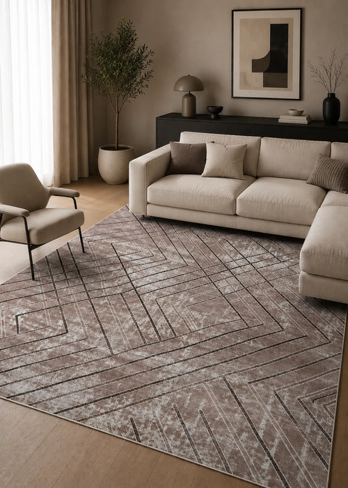 Covor Modern Maro Bej pentru Living și Dormitor - Mira 24135