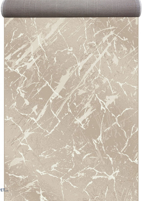 Covor traversa crem pentru hol, design contemporan cu efect marmorat si aspect rafinat