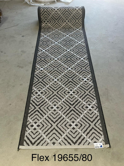 Covor traversa gri pentru bucatarie, design geometric elegant, potrivita pentru zone intens circulate