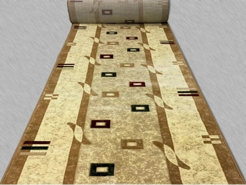 Covor traversa lunga crem bej moderna ideala pentru hol usor de intretinut si rezistenta la trafic