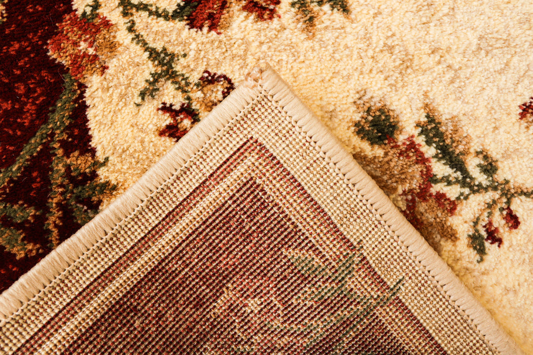 detaliu colt covor modern floral crem cu grena