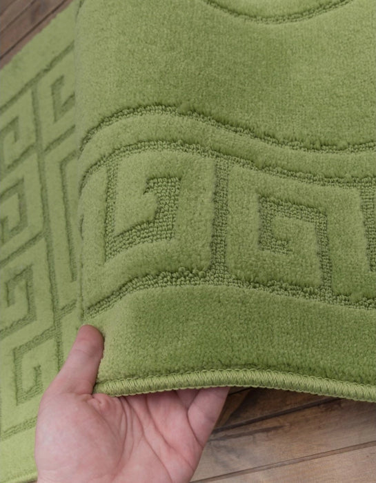 detaliu covor baie verde model geometric covoras baie modern pentru baie