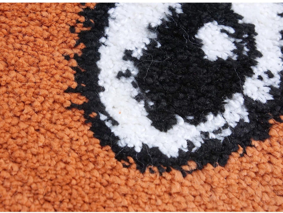 detaliu covor copii portocaliu smile textura moale covor pufos pentru copii