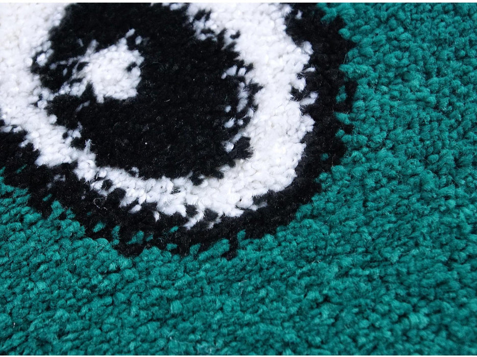 detaliu covor copii verde smile textura moale covor pufos pentru camera copilului