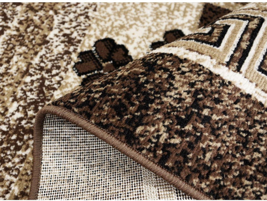 detaliu margine si finisaj covor modern maro geometric