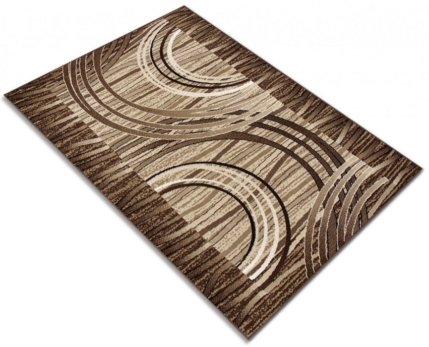 detaliu margine si grosime covor modern maro geometric