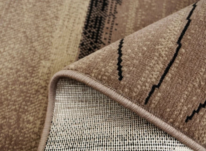 detaliu margine si dos covor modern bej maro
