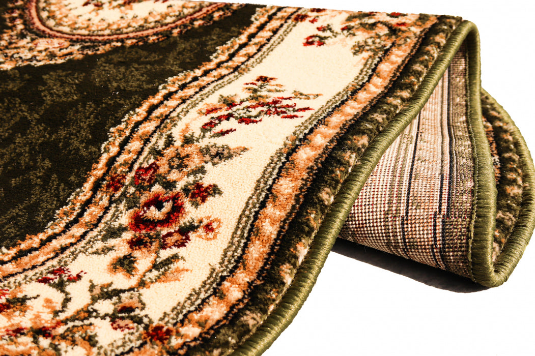 Detaliu material covor clasic oval verde