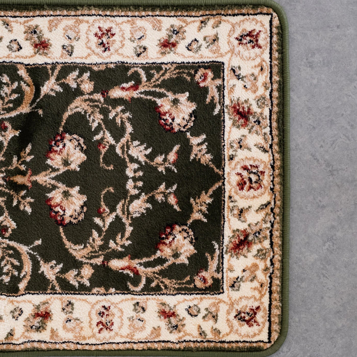 Detaliu material și textură covor clasic verde