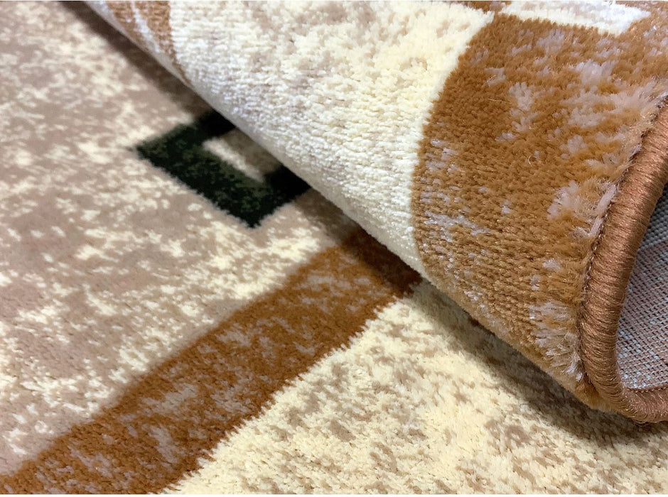 Detaliu material covor crem bej modern textura cu fir scurt dens placut la atingere si rezistent la uzura