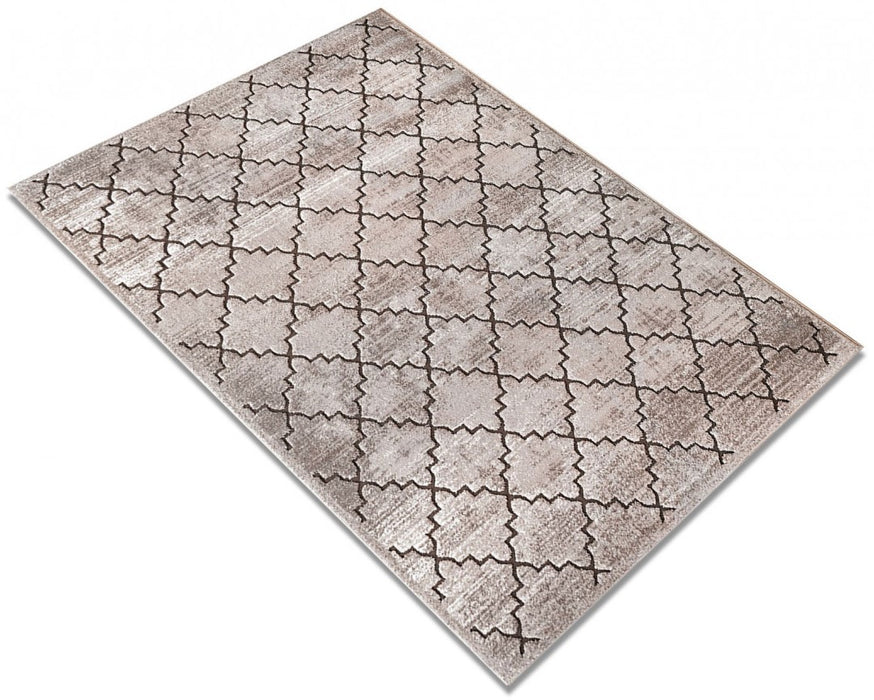 Detaliu material și grosime covor modern geometric crem maro