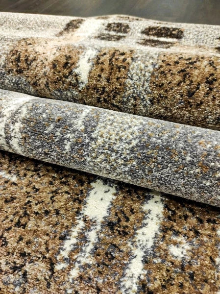 Detaliu material și grosime covor modern gri maro