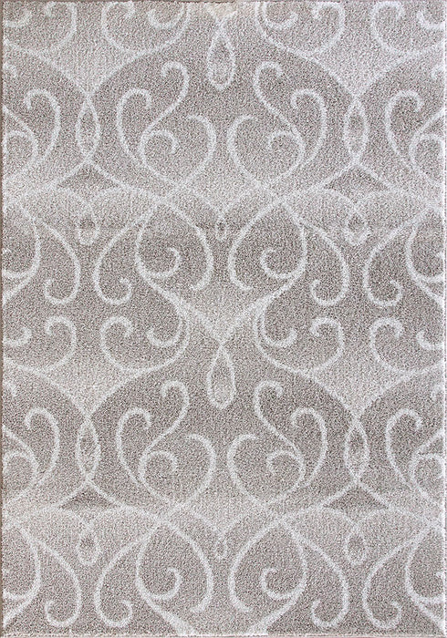 detaliu model clasic floral pe covor crem bej