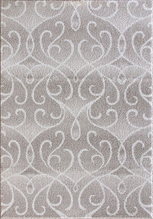 detaliu model clasic floral pe covor crem bej