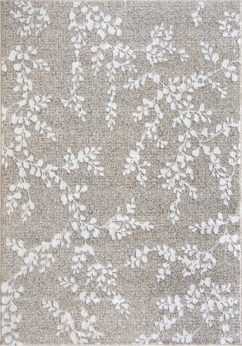 detaliu model floral pe covor bej modern