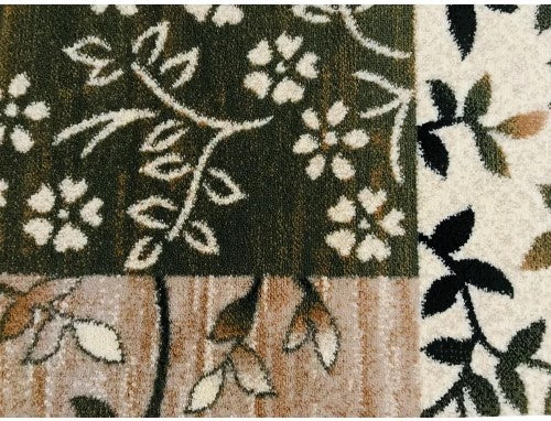 Detaliu model floral pe covor modern crem verde