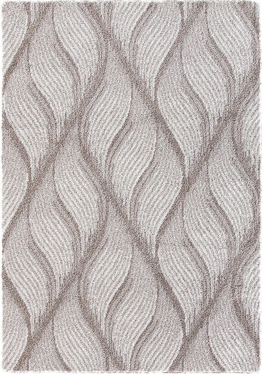 detaliu model ondulat pe covor crem bej modern