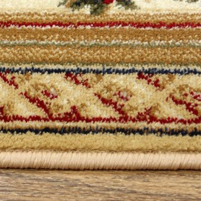 Detaliu textură covor clasic floral bej