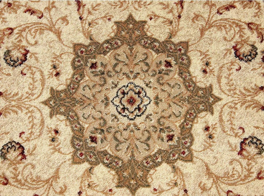 Detaliu textură covor clasic oval bej crem