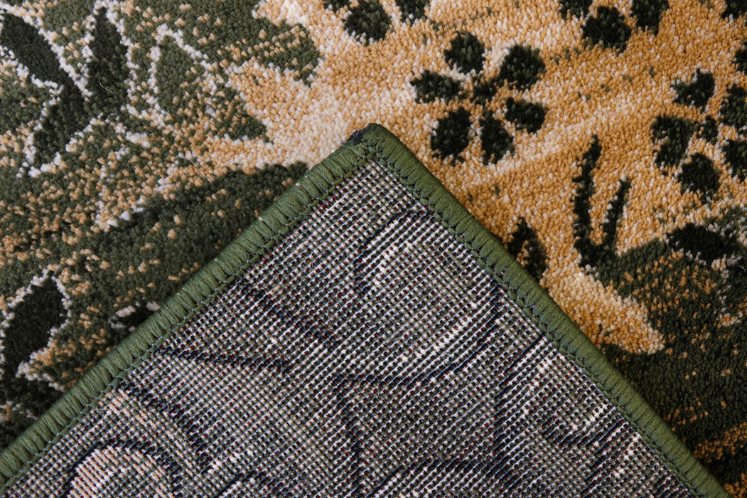 Detaliu textură covor modern floral verde