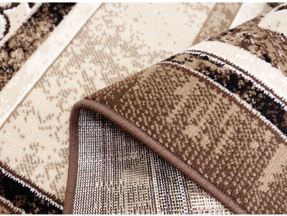 detaliu textura covor modern geometric maro bej