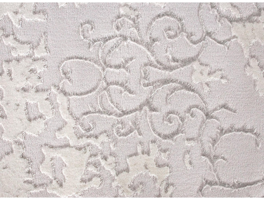 Detaliu textura reliefata cu model abstract alb, covor modern premium cu finisaj delicat